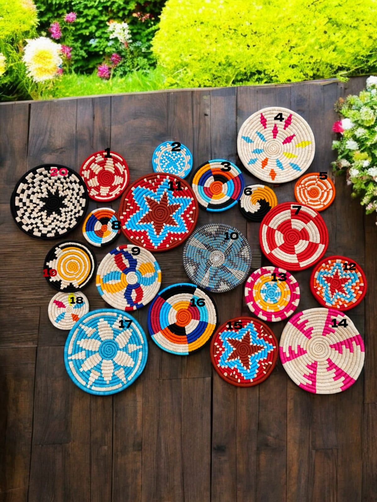 Handwoven Sabai Grass Rattan Baskets Bohemian Colorful Wall Décor Wall Indian Art