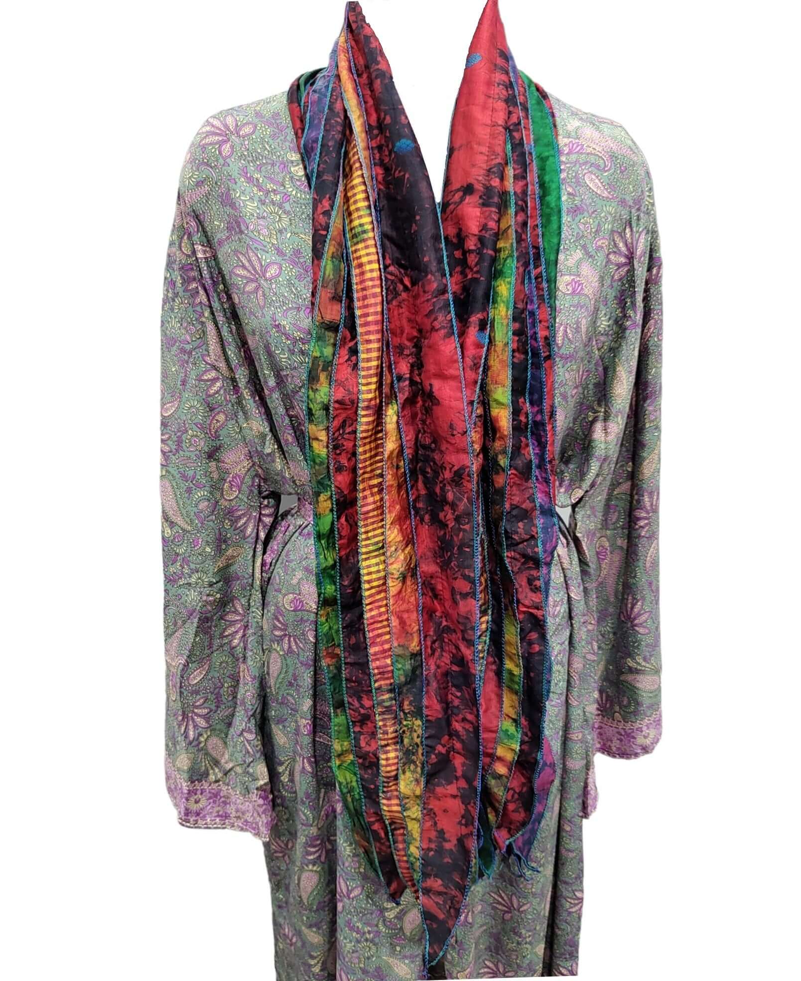 Handmade Recycled Silk Sari Tie-Dye Scarves - Lot of 10