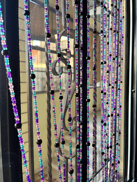 Bohemian Hippy Beaded Doorway Garland Boho Curtain 190 cm Glass Bead Strands with Jingle Bells Colorful Boho Home Decor