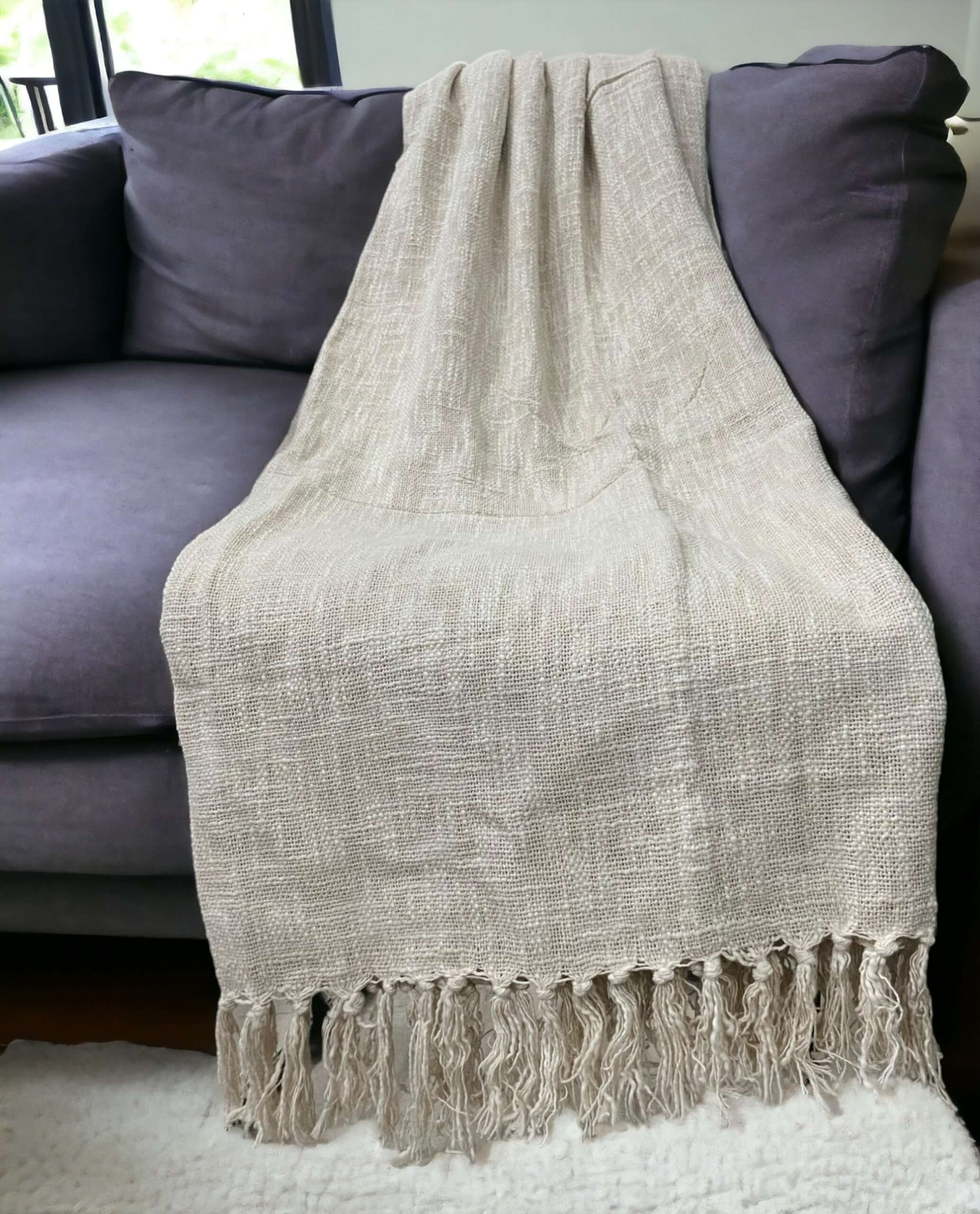 Hand-Loomed Cotton Sofa Throw - Bohemian Décor Bed Sheets