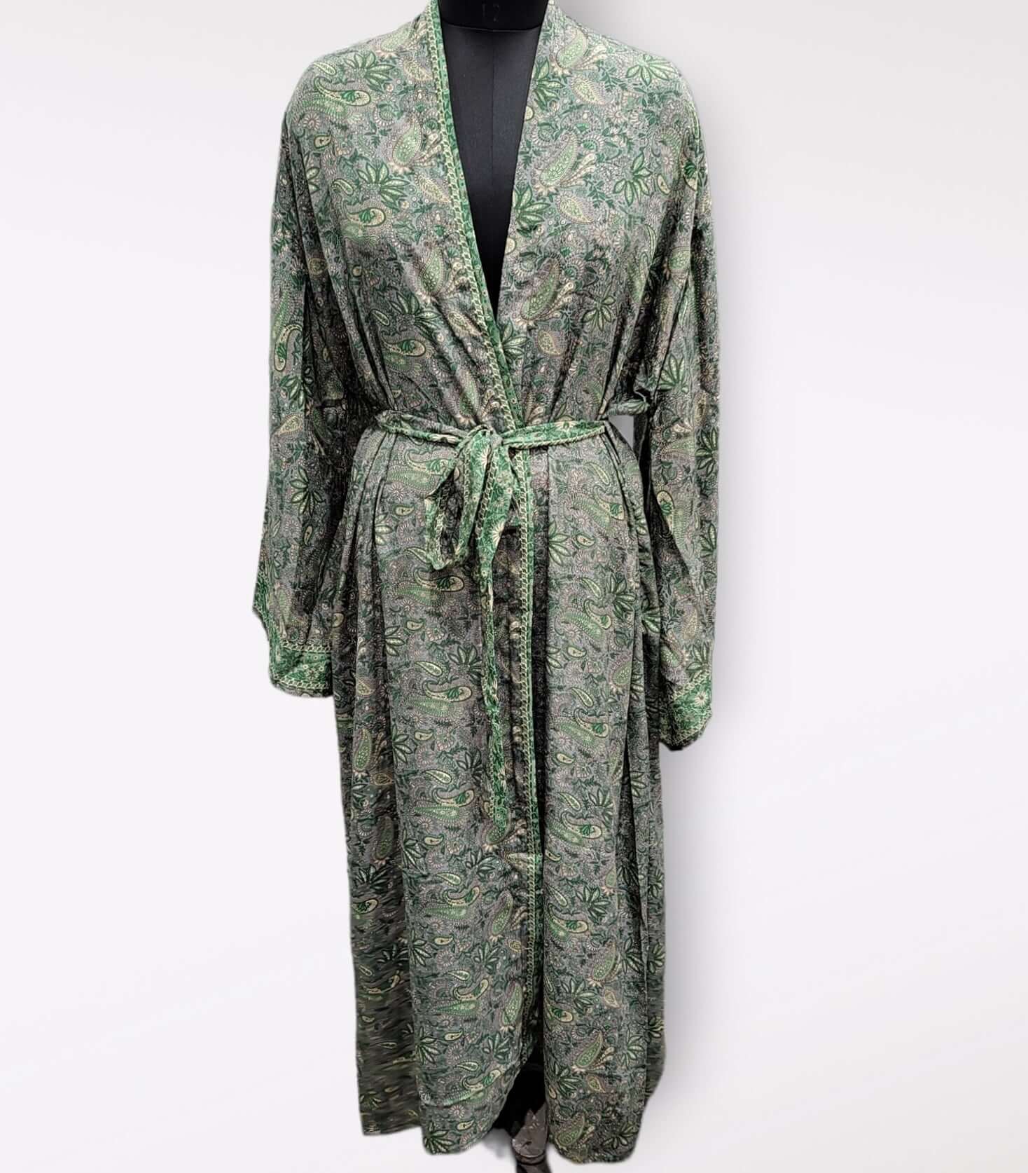 Vintage Silk Sari Kimono Dress - Unique Casual Wear