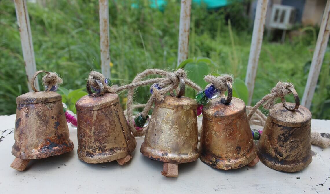 Vintage Bells Hanging Chime Mobile - Rustic Home Decor