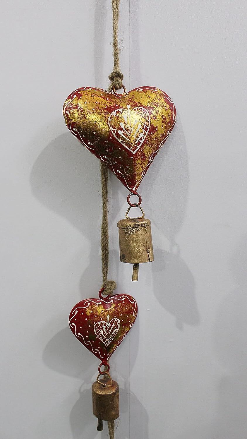Iron metal heart hanging chime
