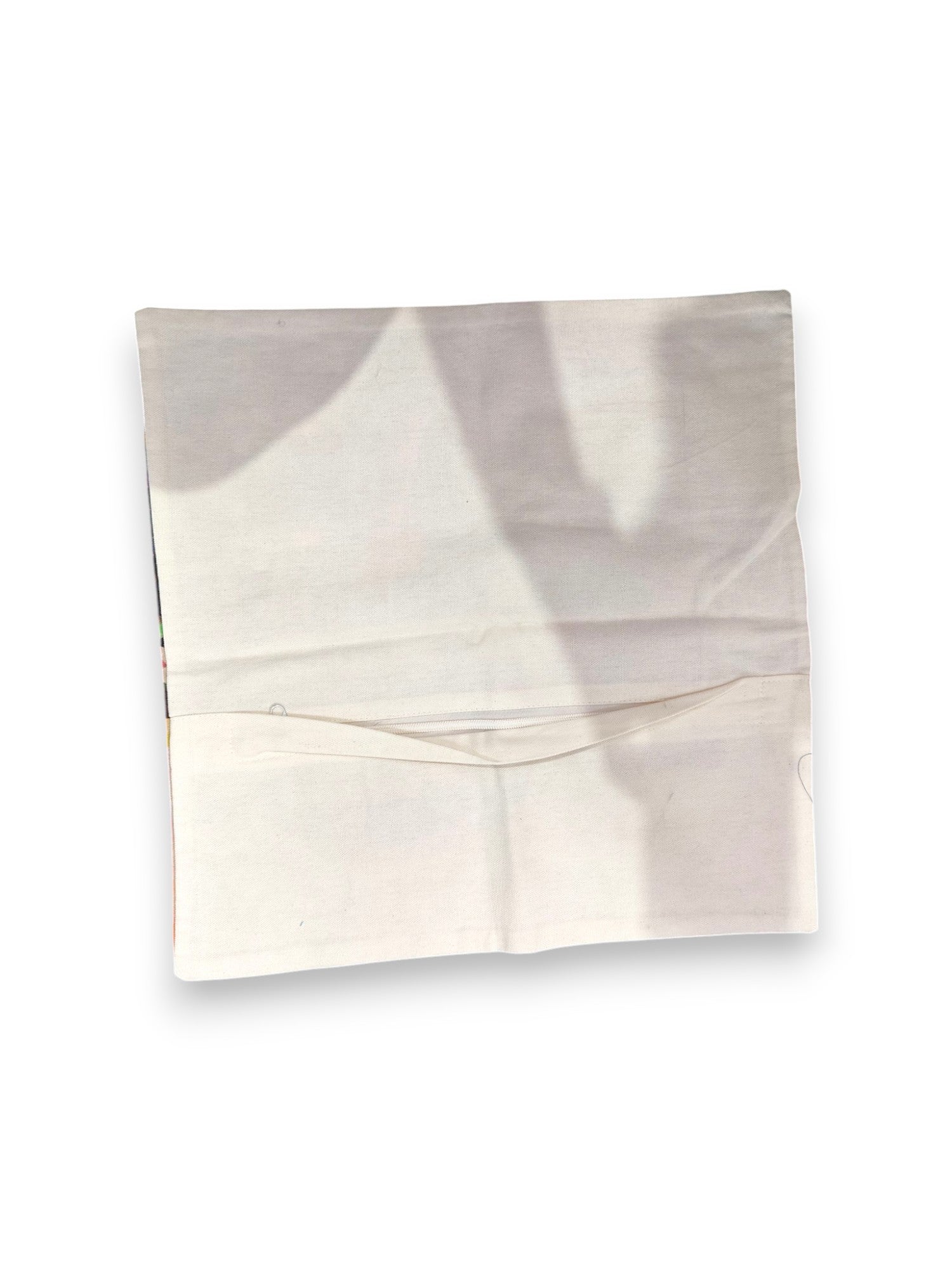 16x16 cushion cover with zipper closure, featuring a blank canvas ideal for custom designs or prints.