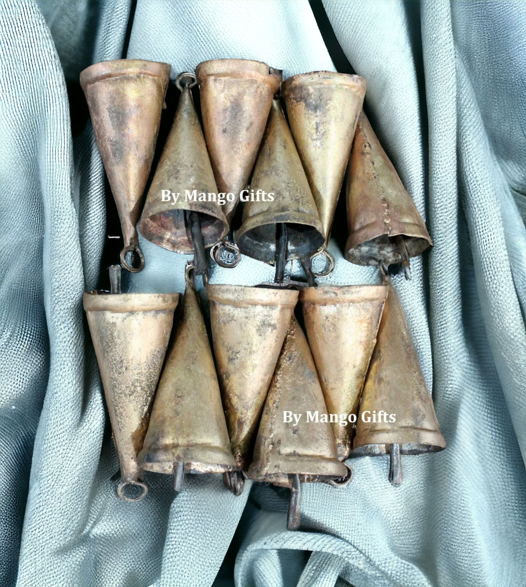 Shabby Chic Rustic Cone Shape Bells - 3.5" Height