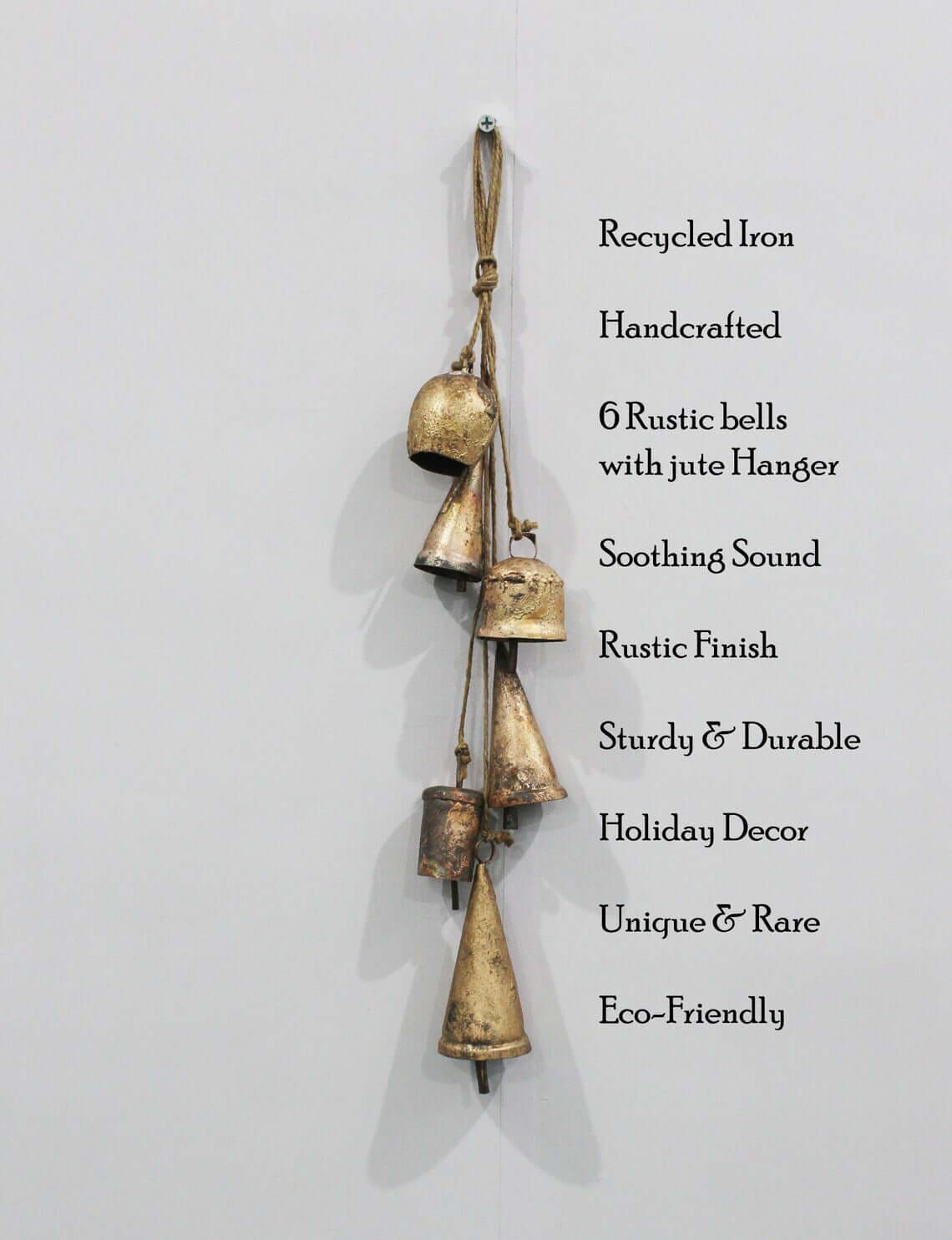Rustic Iron Bells Chime Mobile - 6 Piece Set
