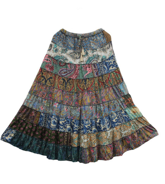 belly dance long skirt hippie patchwork bohemian fashion