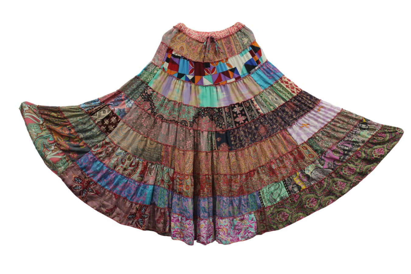 Recycled Silk Sari Bohemian Skirt for Women