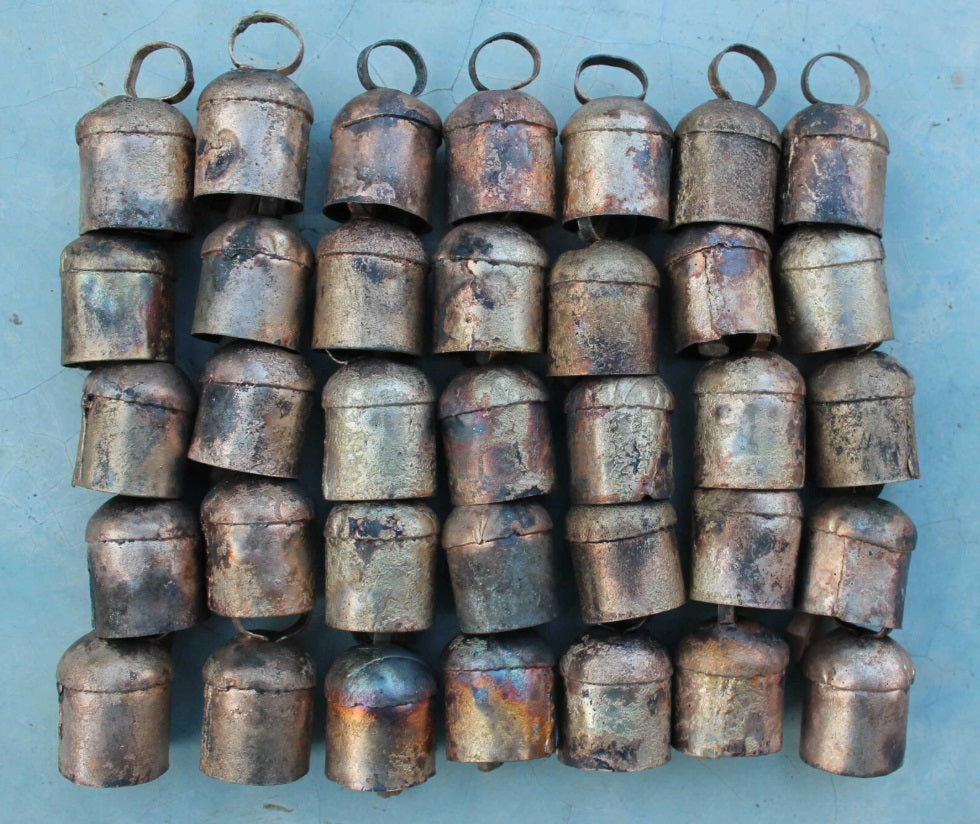 Shabby Chic 2.0" Inch Rustic Iron Tin Bells with Wooden Clapper
