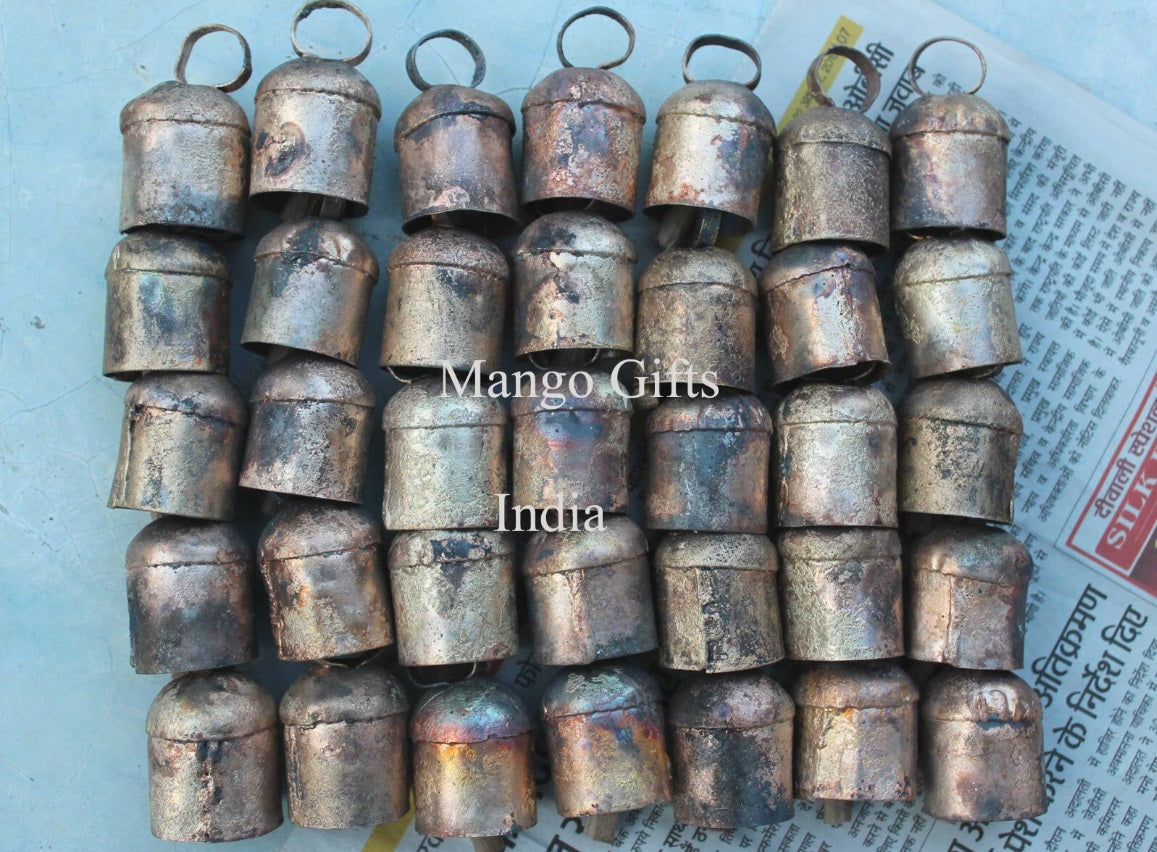 Shabby Chic 2.0" Inch Rustic Iron Tin Bells with Wooden Clapper