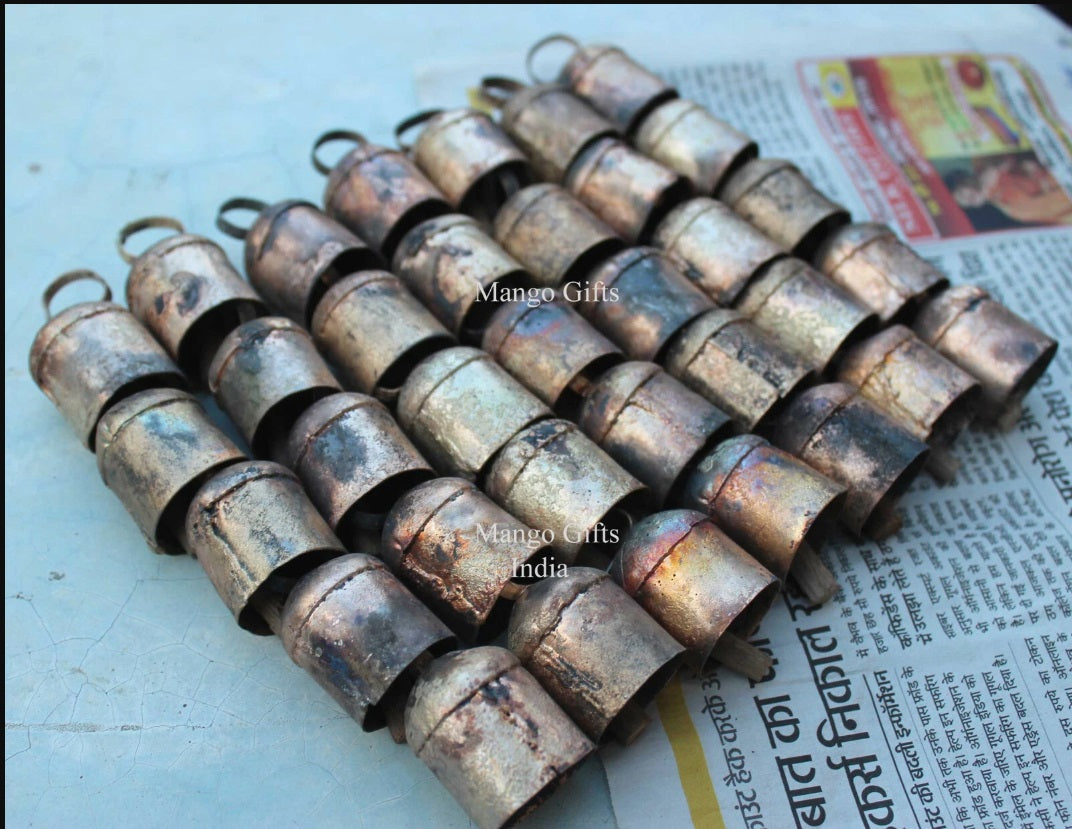 Shabby Chic 2.0" Inch Rustic Iron Tin Bells with Wooden Clapper