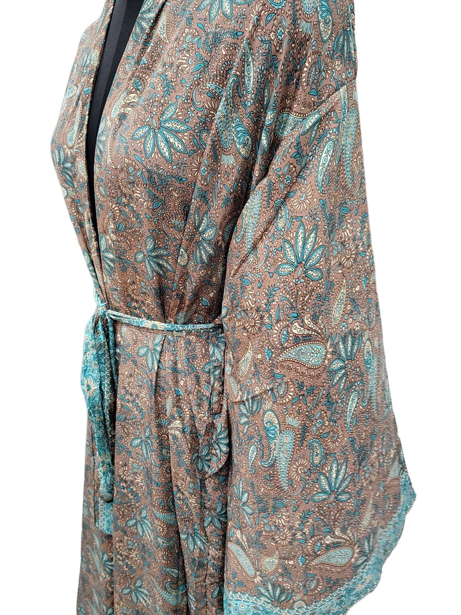 Vintage Silk Sari Kimono Dress - Unique Casual Wear