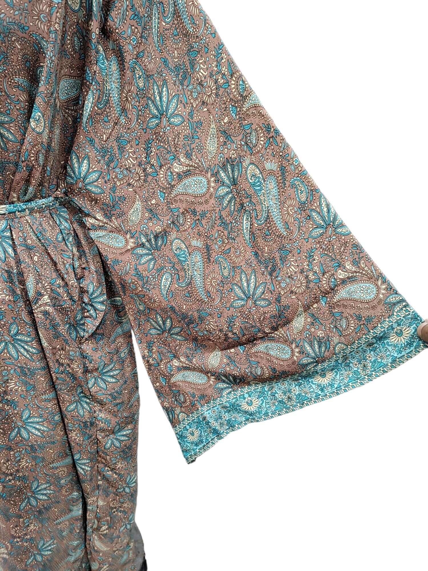 Vintage Silk Sari Kimono Dress - Unique Casual Wear