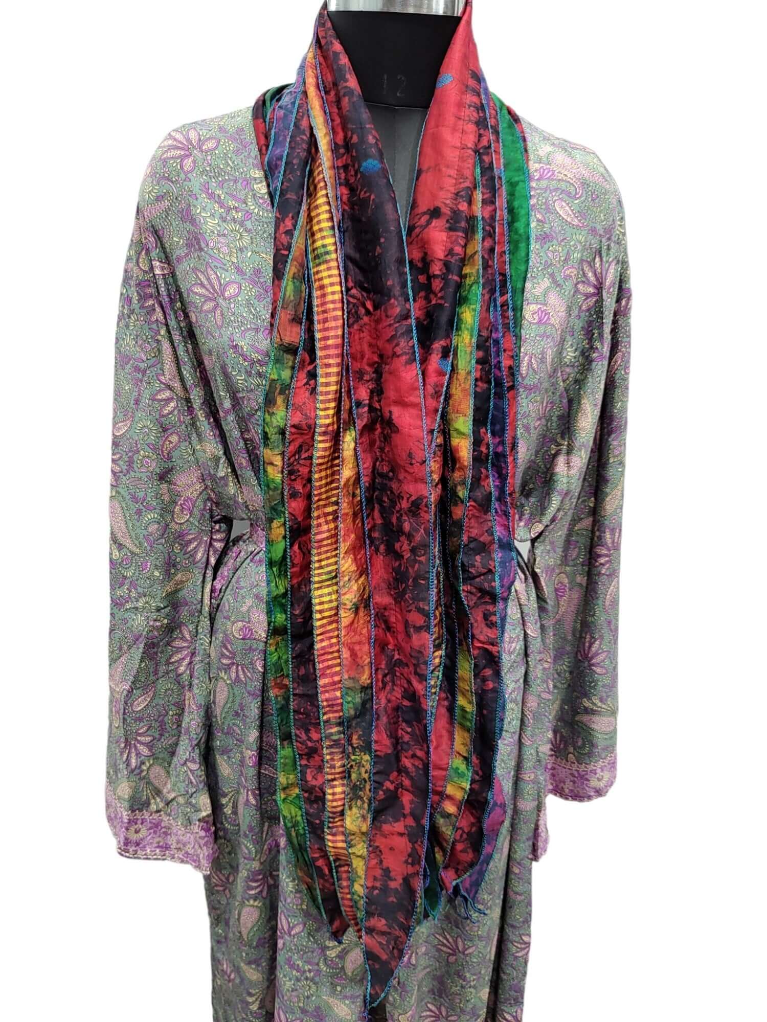 Handmade Recycled Silk Sari Tie-Dye Scarves - Lot of 10