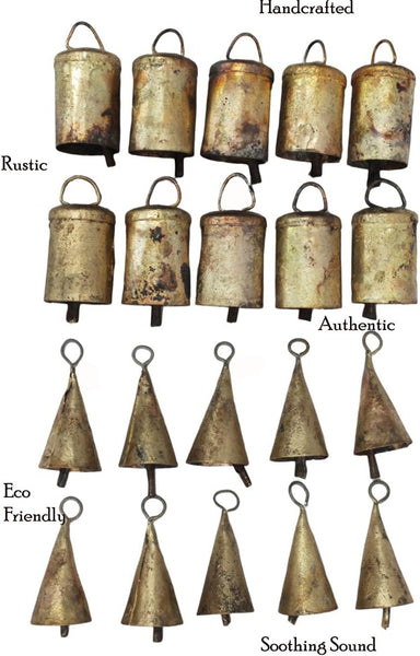 Handmade Shabby Chic Recycled Iron Metal Vintage Bells 2" H (Cone and Round) (Set of 100 pcs)