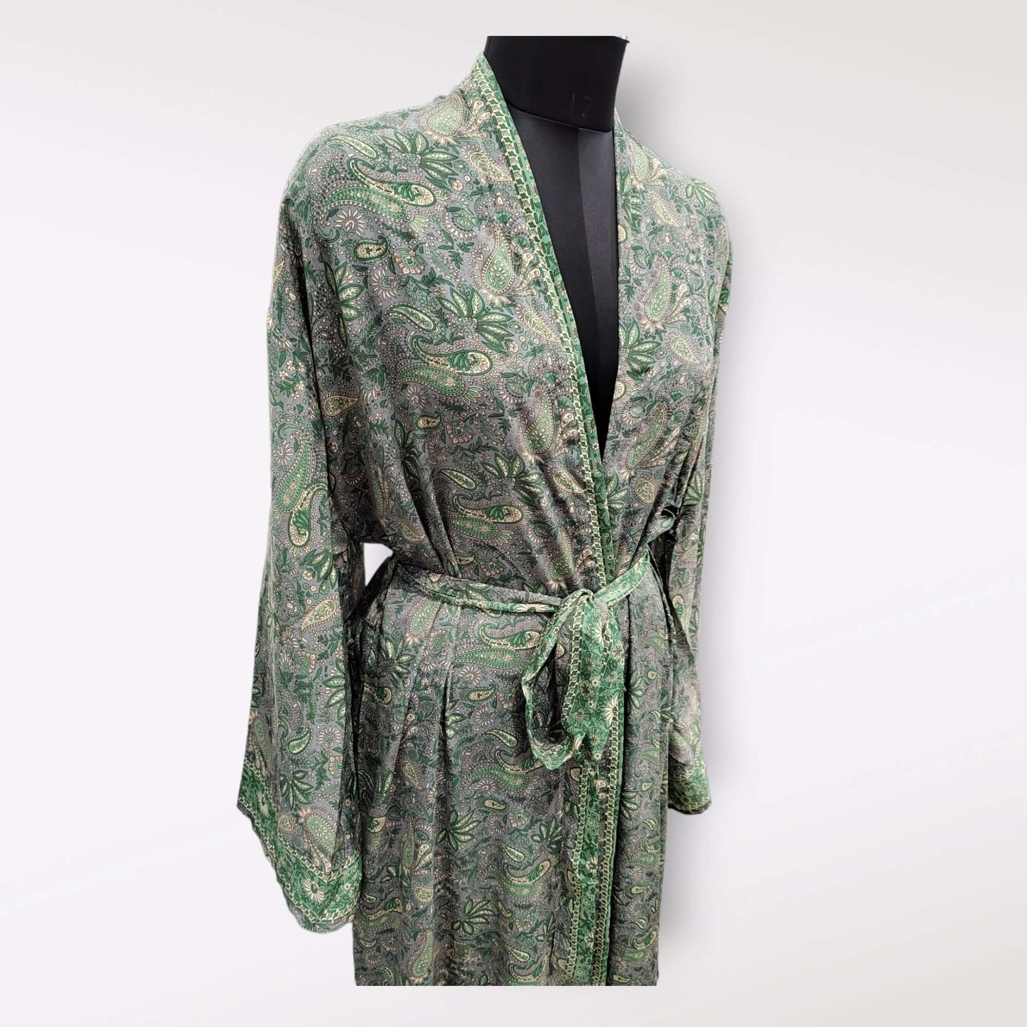 Vintage Silk Sari Kimono Dress - Unique Casual Wear