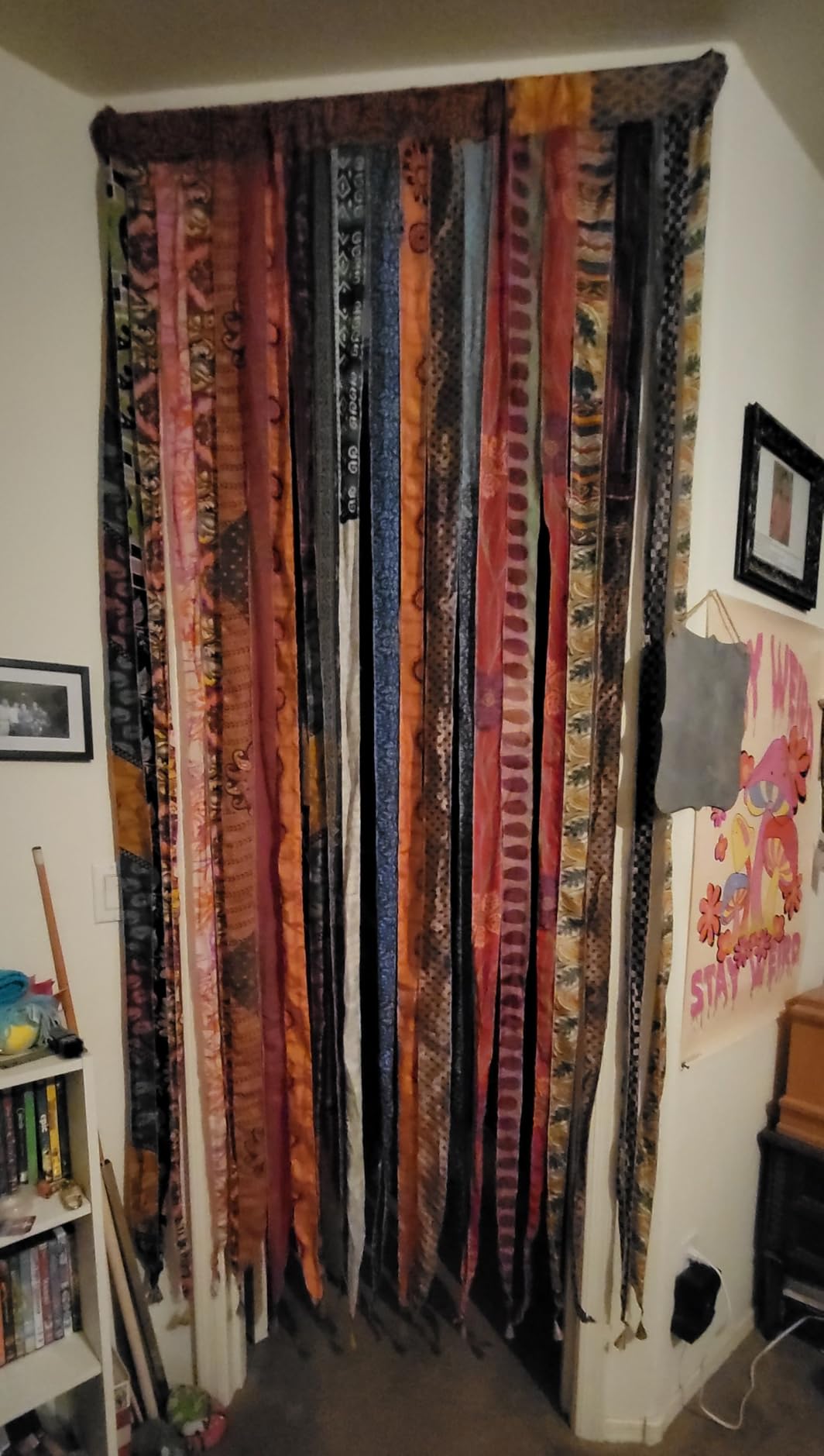 Old Silk Sari Multicolor Ribbon Doorway Curtain Hippie Bohemian Room Divider Light-Filtering Boho Curtains Rod Pocket Window Drape for Livingroom Bedroom 85 x 45 Inch