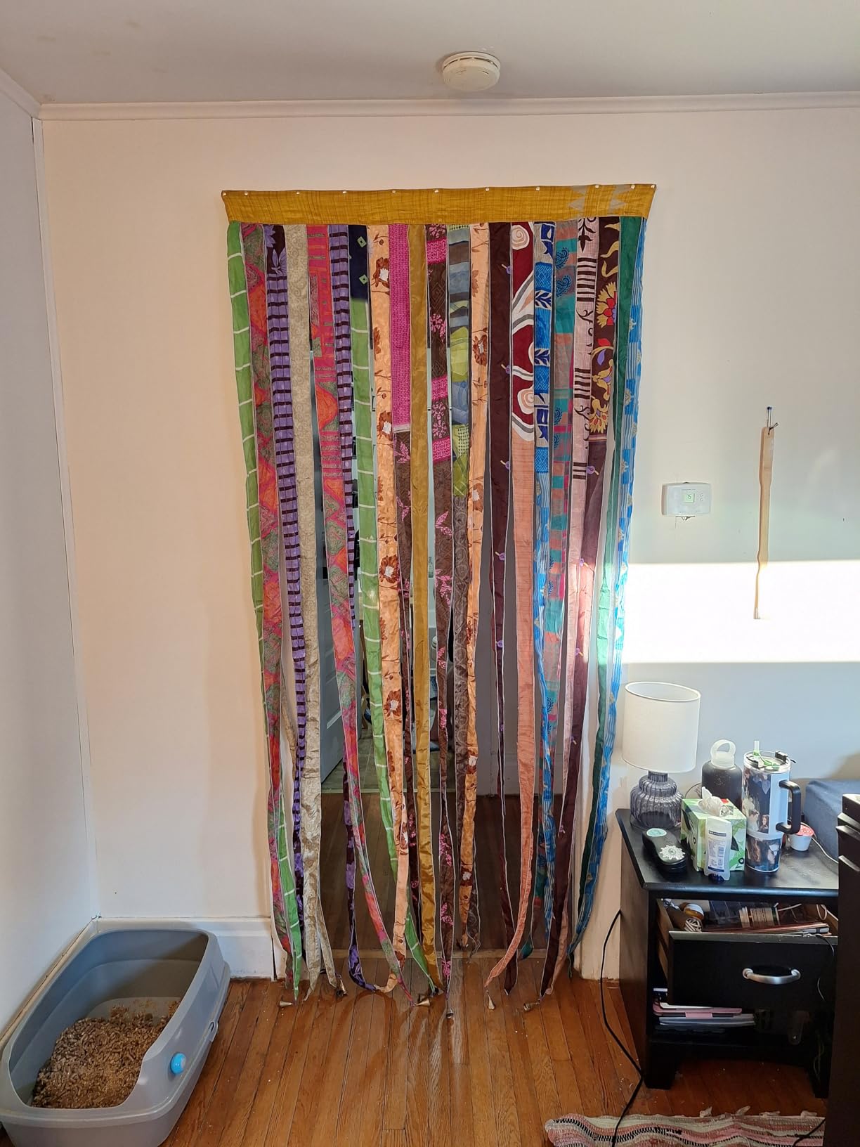 Old Silk Sari Multicolor Ribbon Doorway Curtain Hippie Bohemian Room Divider Light-Filtering Boho Curtains Rod Pocket Window Drape for Livingroom Bedroom 85 x 45 Inch