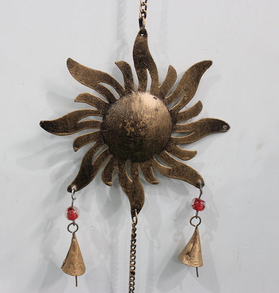 Sun Moon Star Hanging Chime Recycled Iron Wind Chime Sun Hanger Antique Look Set of 5 Pcs