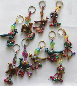 Hand Painted Animal Key Rings Assorted Turtle Bird Elephant Lot 100 Pc X-mas Tree Ornaments Gift