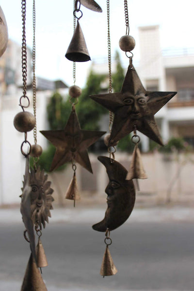 Antique Look Sun Moon Wind Chime Bells Indoor Outdoor Patio Garden Suncatcher