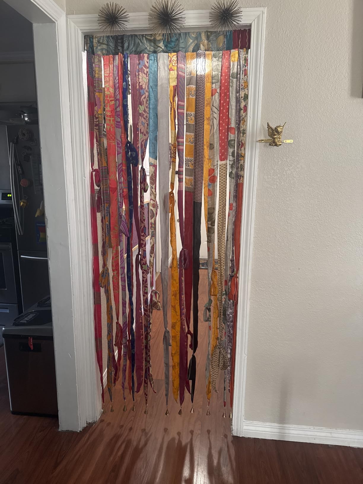 Old Silk Sari Multicolor Ribbon Doorway Curtain Hippie Bohemian Room Divider Light-Filtering Boho Curtains Rod Pocket Window Drape for Livingroom Bedroom 85 x 45 Inch