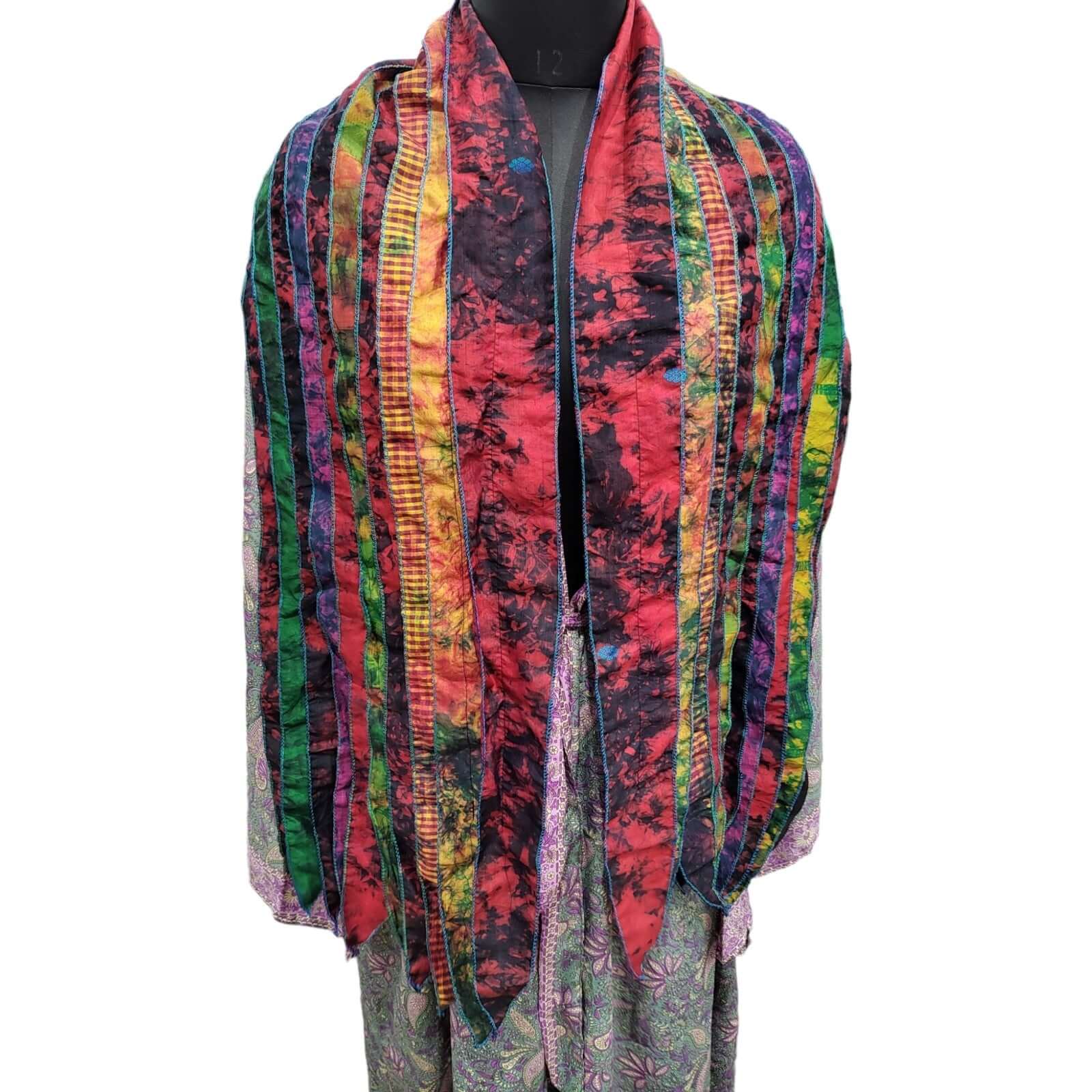 Handmade Recycled Silk Sari Tie-Dye Scarves - Lot of 10