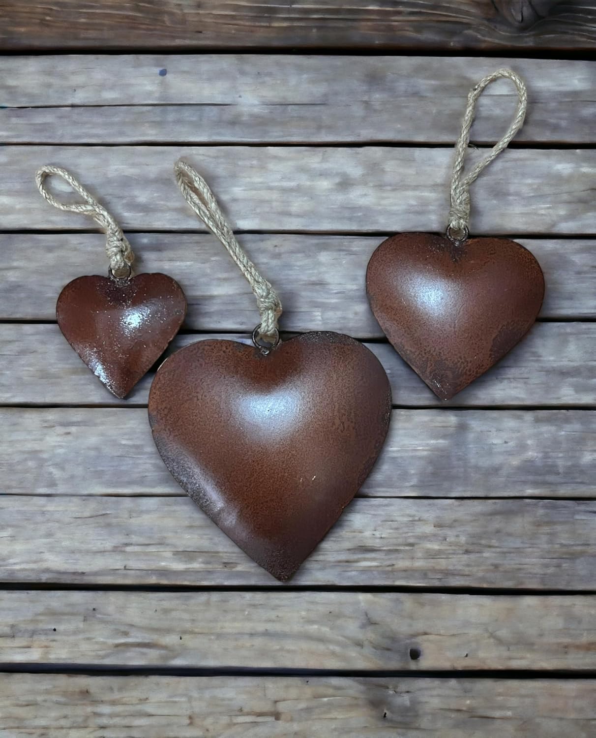 Antique Rustic Metal Heart Wall Hanging Ornaments Gifts Decorative Collectibles set of 3 pieces