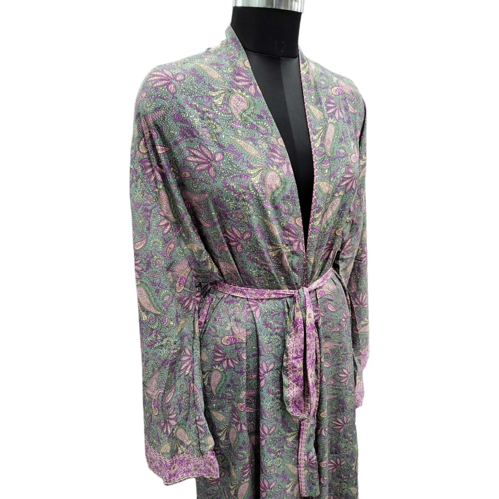 Vintage Silk Sari Kimono Dress - Unique Casual Wear