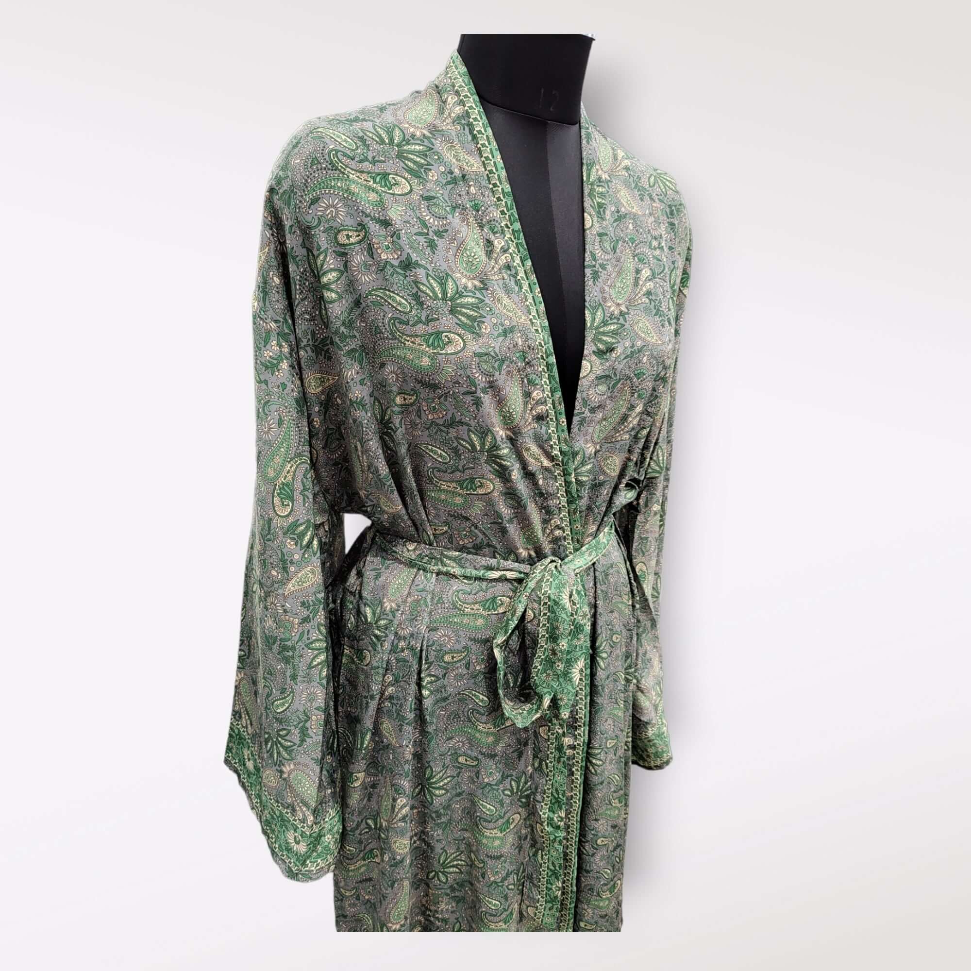 Vintage Silk Sari Kimono Dress - Unique Casual Wear