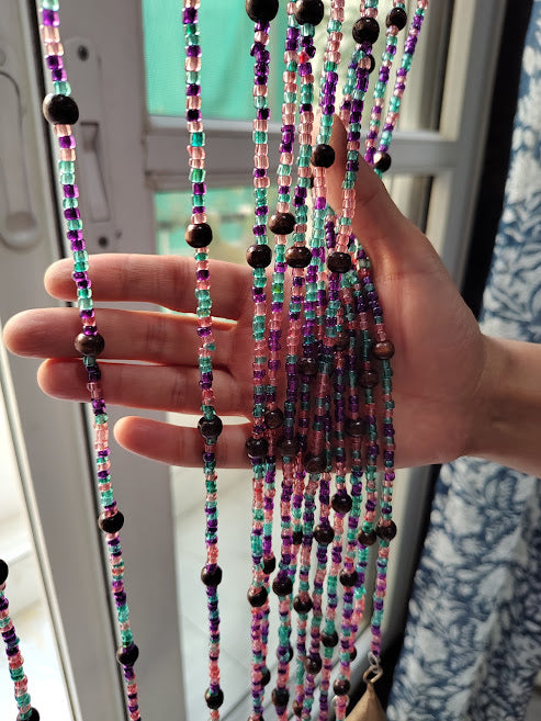 Bohemian Hippy Beaded Doorway Garland Boho Curtain 190 cm Glass Bead Strands with Jingle Bells Colorful Boho Home Decor