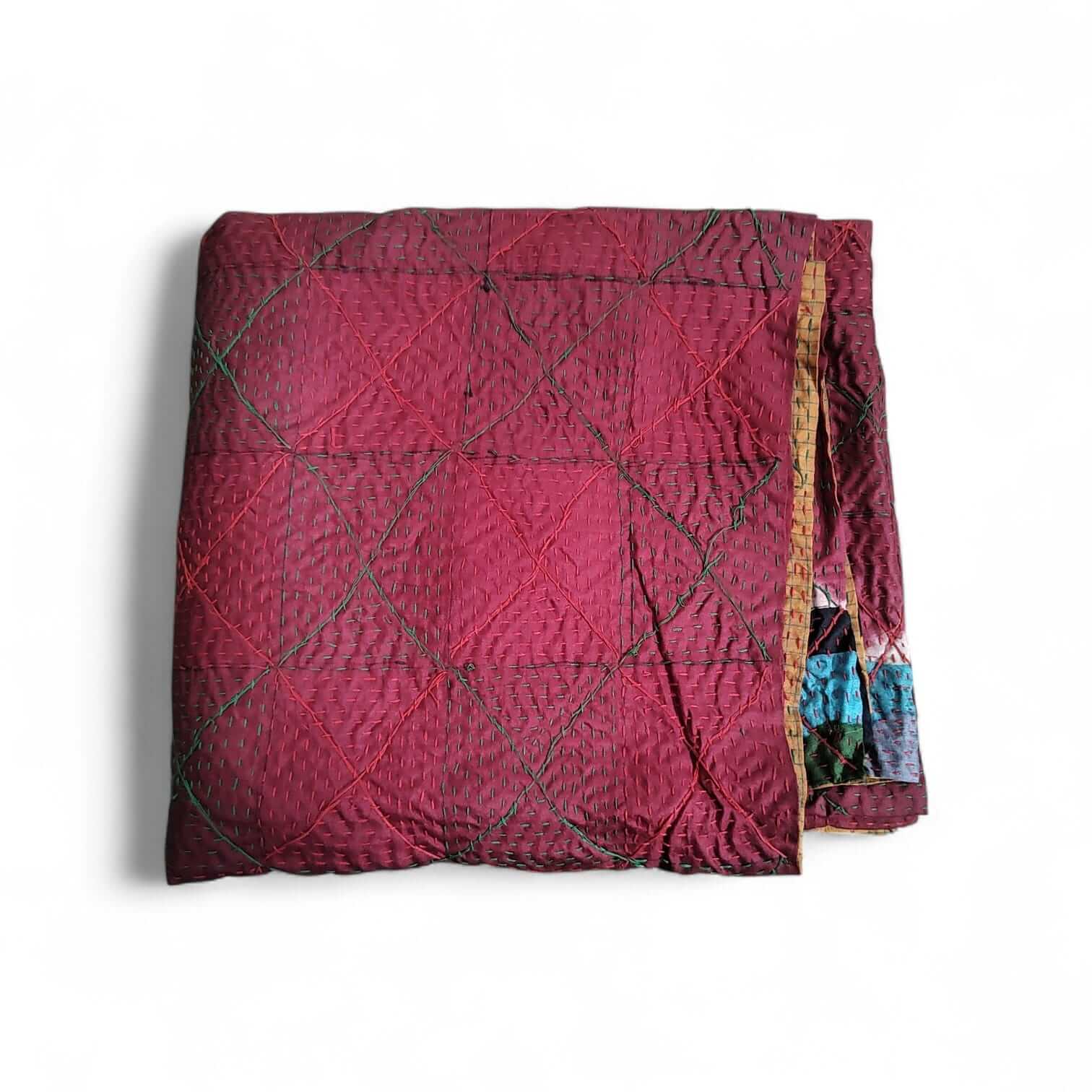 Vintage Kantha Silk Scarves Scarf Reversible 100%Silk Sari Saree Wraps Indian Dupatta Wholesale Supply