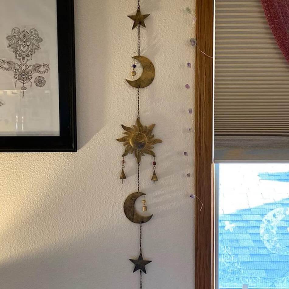 Antique Sun Moon Star Hanging Chime Set of 5 Pcs Wind Chimes