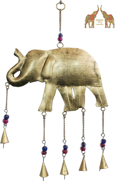 Recycled Iron Elephant Bells Hanging Windchime Set of 5 Pcs