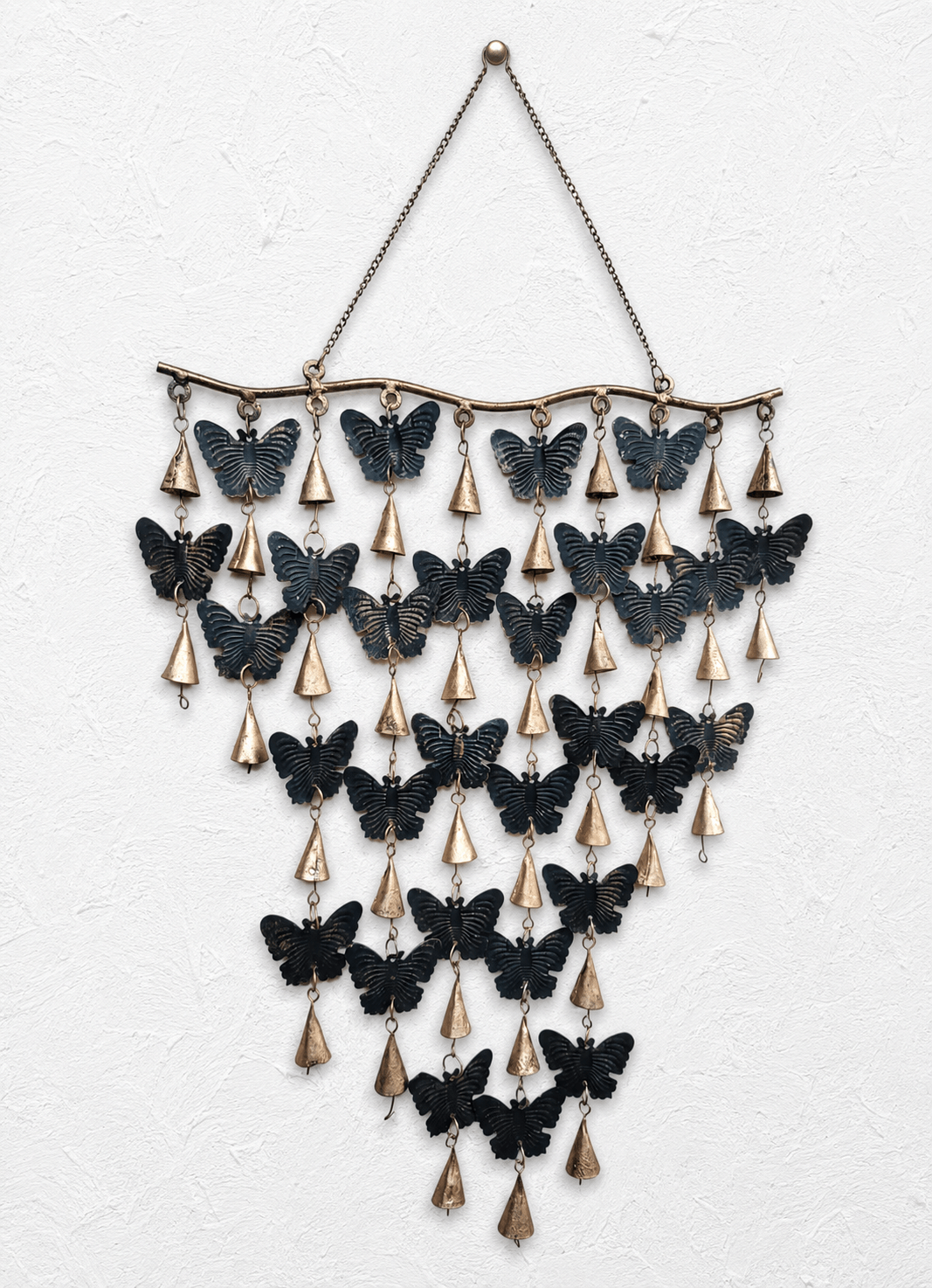 Recycled Iron Butterfly Wind Chime – Boho Metal Hanging Garden, Patio & Indoor Outdoor Decor