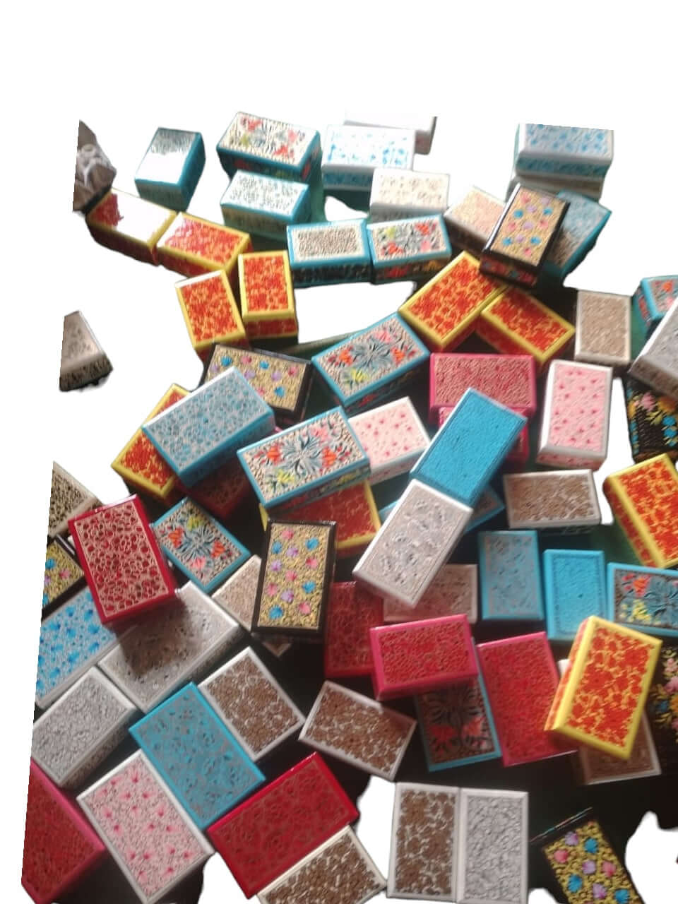 Handmade Kashmiri Paper Mache Box - Floral Motif Gift Decorative Jars