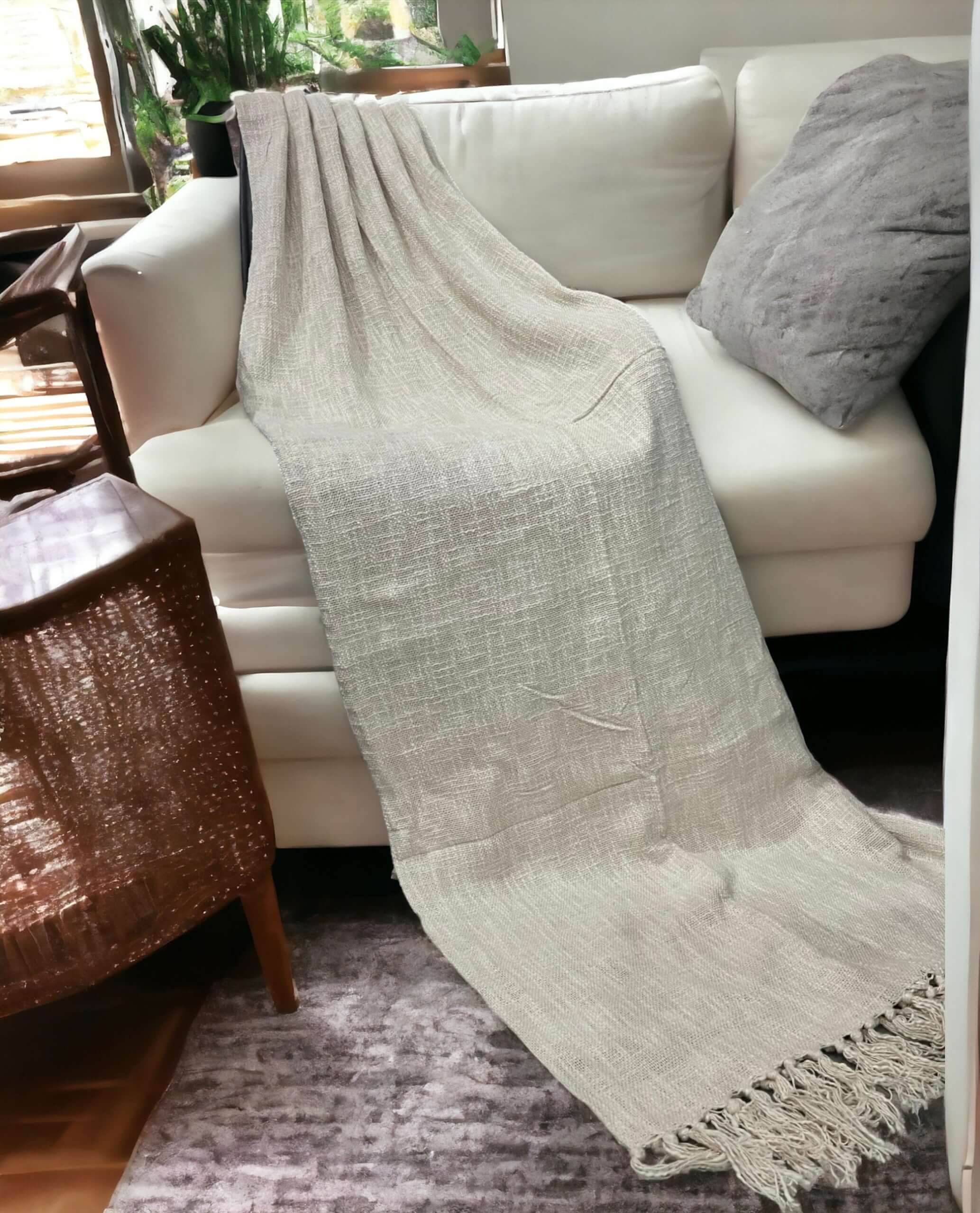 Hand-Loomed Cotton Sofa Throw - Bohemian Décor Bed Sheets