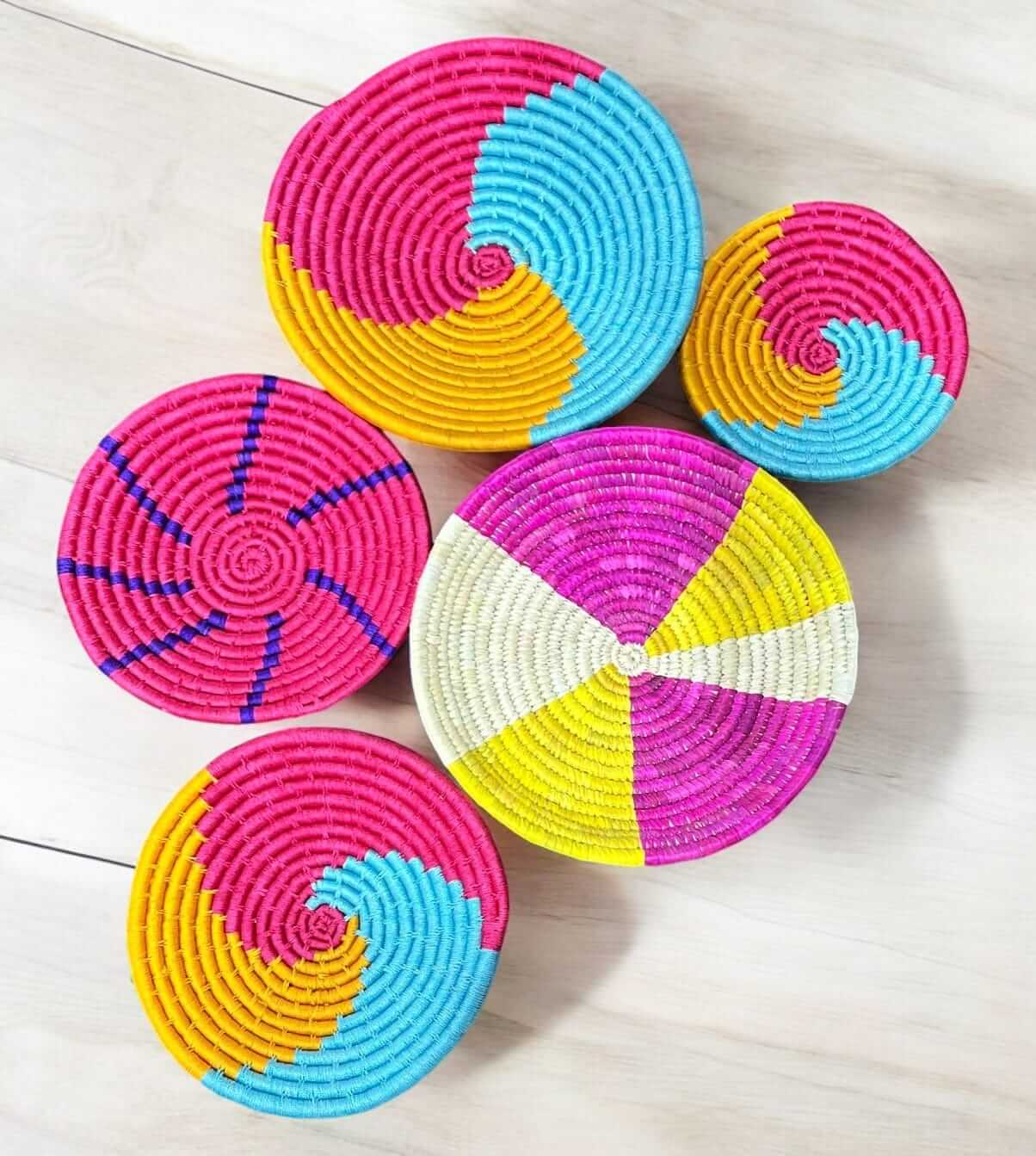 Sabai Grass Handwoven Rattan Wall Plates - Bohemian DecorWall Hanging