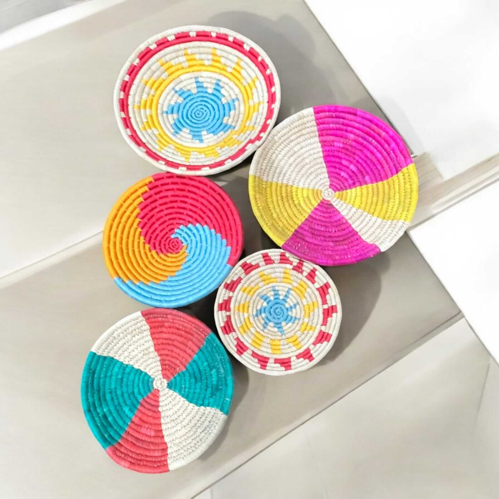 Sabai Grass Handwoven Rattan Wall Plates - Bohemian DecorWall Hanging