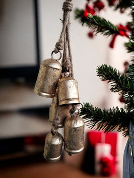 Rustic 5 Cluster Bells Hanging Wind Chime Christmas Decor