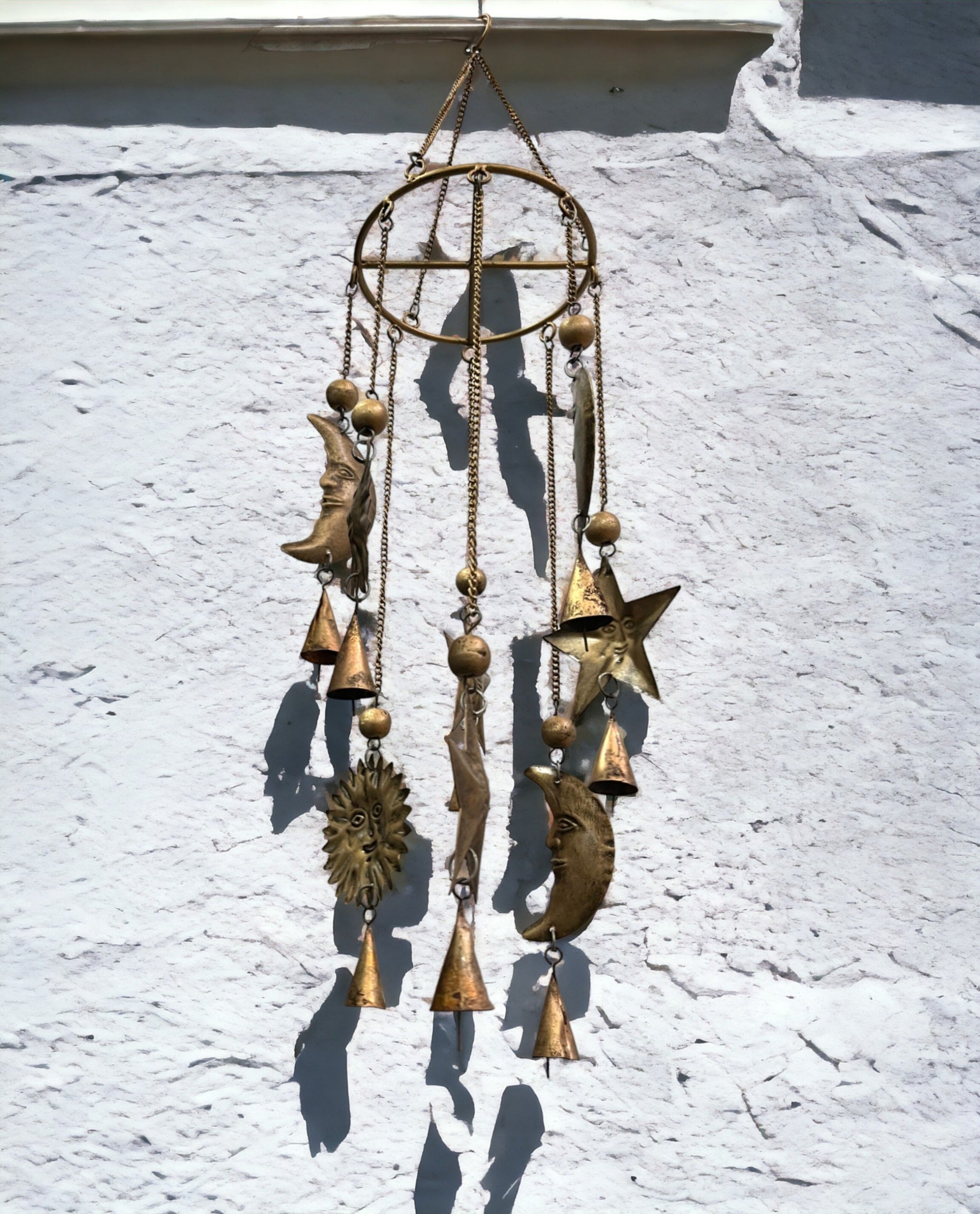 Sun N Moon Antique Iron Wind Chime - Bohemian Décor