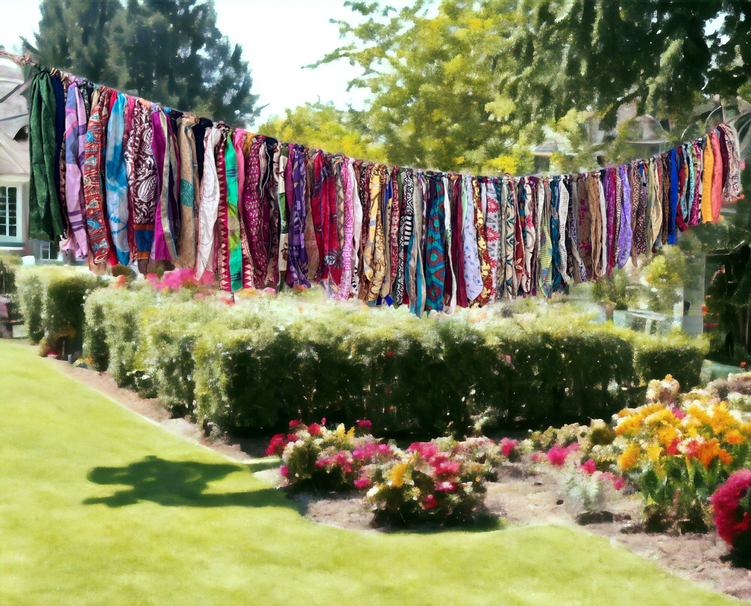 Eco-Friendly Silk Sari Valance - Bohemian Decor