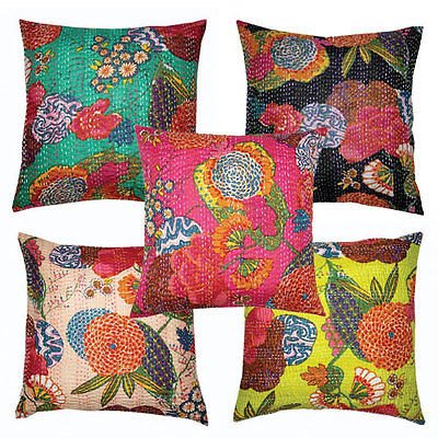 Indian Fruit Cotton Kantha Cushion Cases/Covers