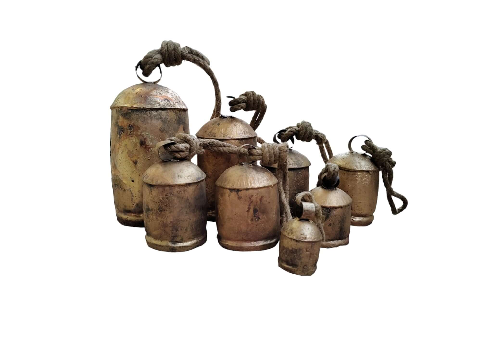 Rustic Iron Giant Cow Bells Collection - Set of 8