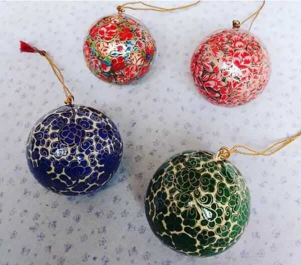 Hand-Painted Paper Mache Christmas Ornaments