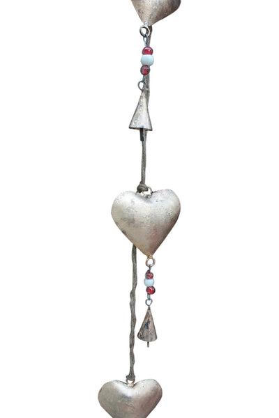 Heart Decor, Boho Hanging Galvanized Metal Heart Wall Décor for Rustic Farmhouse and Patio Decoration 90 cm Length set of 5 Pieces