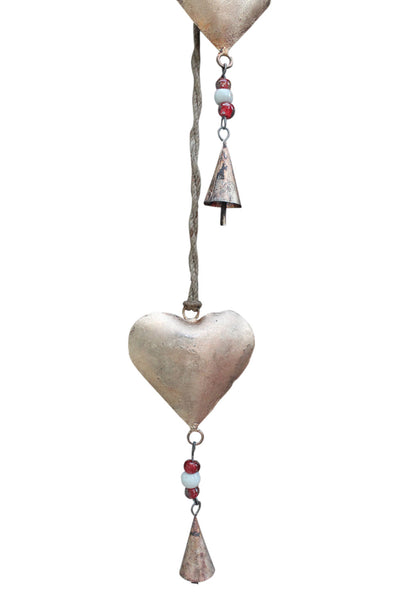 Heart Decor, Boho Hanging Galvanized Metal Heart Wall Décor for Rustic Farmhouse and Patio Decoration 90 cm Length set of 5 Pieces