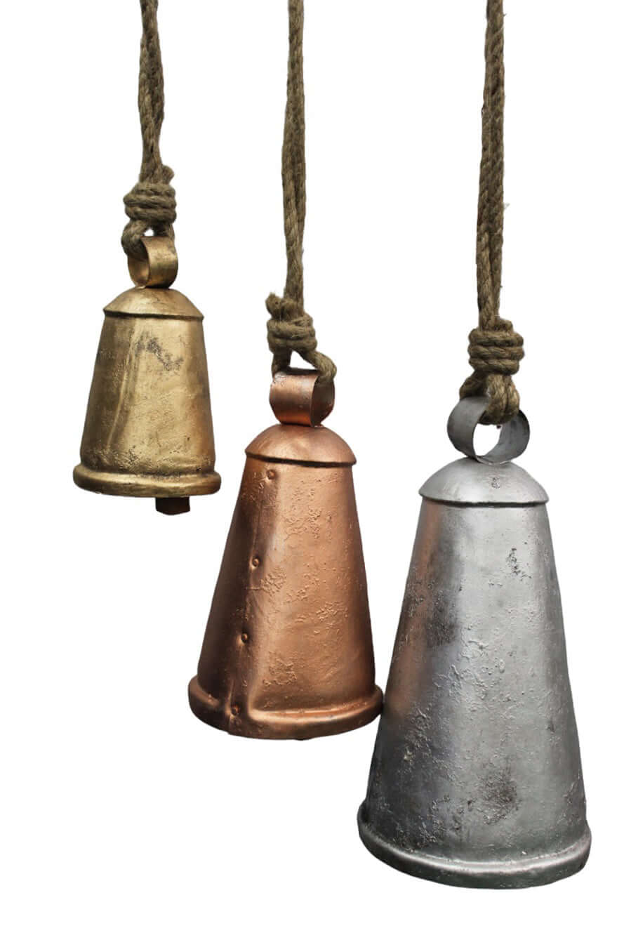 Rustic Iron Cow Bells - Set of 3 for Outdoor Décor