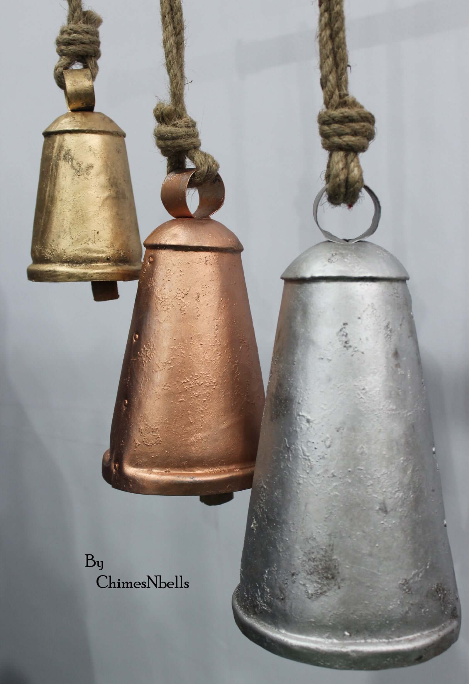 Rustic Iron Cow Bells - Set of 3 for Outdoor Décor