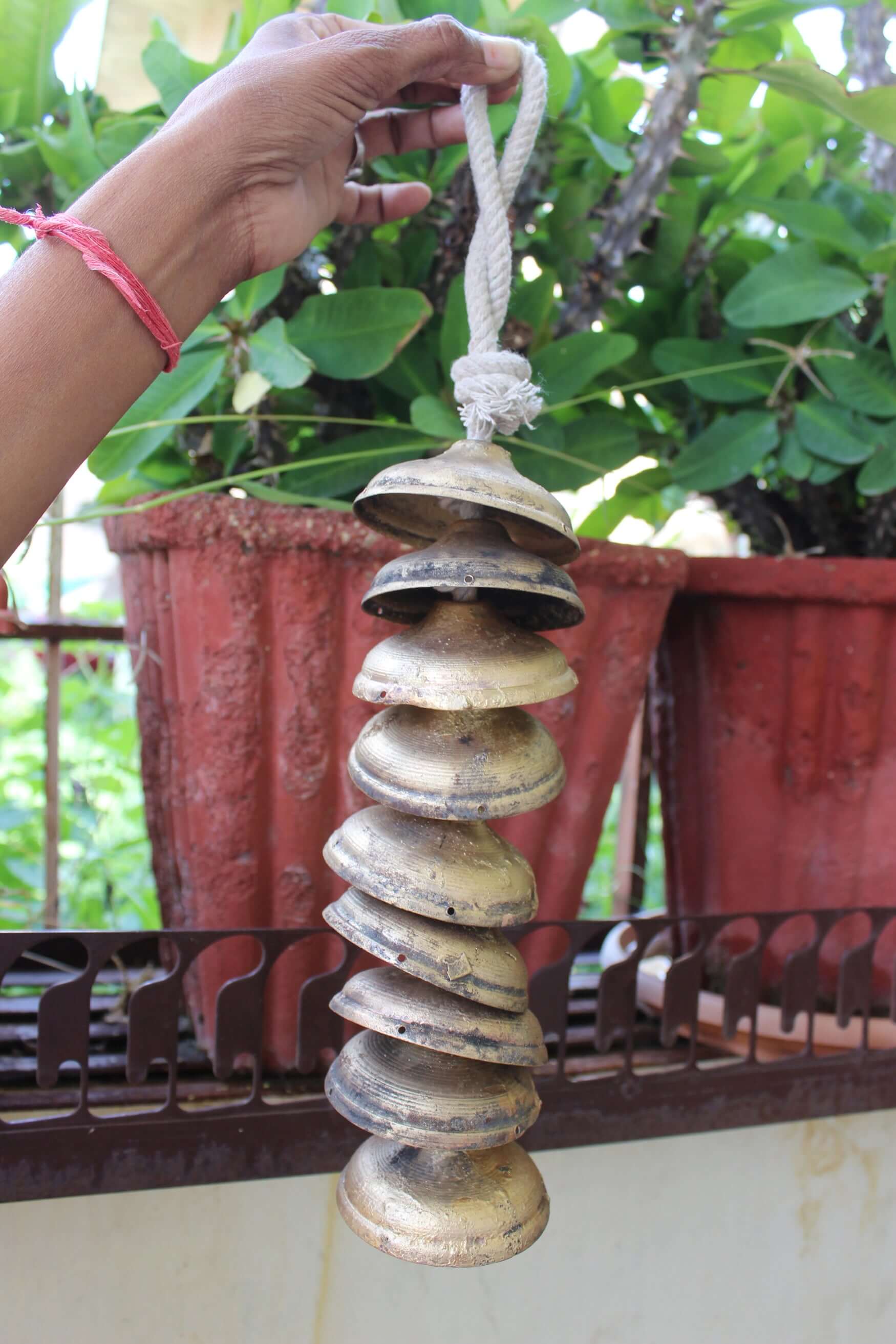 Handmade Rustic 9 Bells Wind Chime - Country Decor